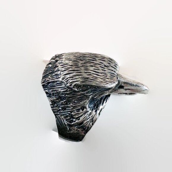 Eagle Ring, Sterling Silver, Vintage Ring, Size 10 3/4, Hawk, Big Statement - Picture 4 of 6